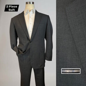 Hickey Freeman 44L 37x31 Charcoal Gray Birdseye Quality Suit USA
